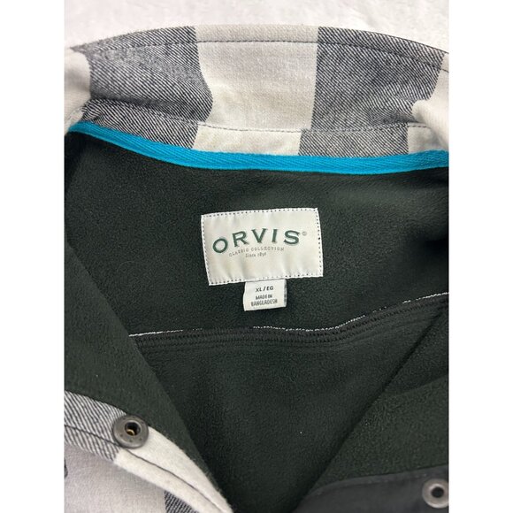 ORVIS Men's size XL Shirt Jacket Plaid Fleece Lined Snap Front Pocket classic - Picture 11 of 13